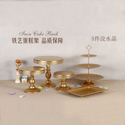 Estilo europeo de oro postre decoración de la Mesa soporte de exhibición de la boda de postre pastel estante decoración mesa té de la tarde Merienda stand combinación image 9