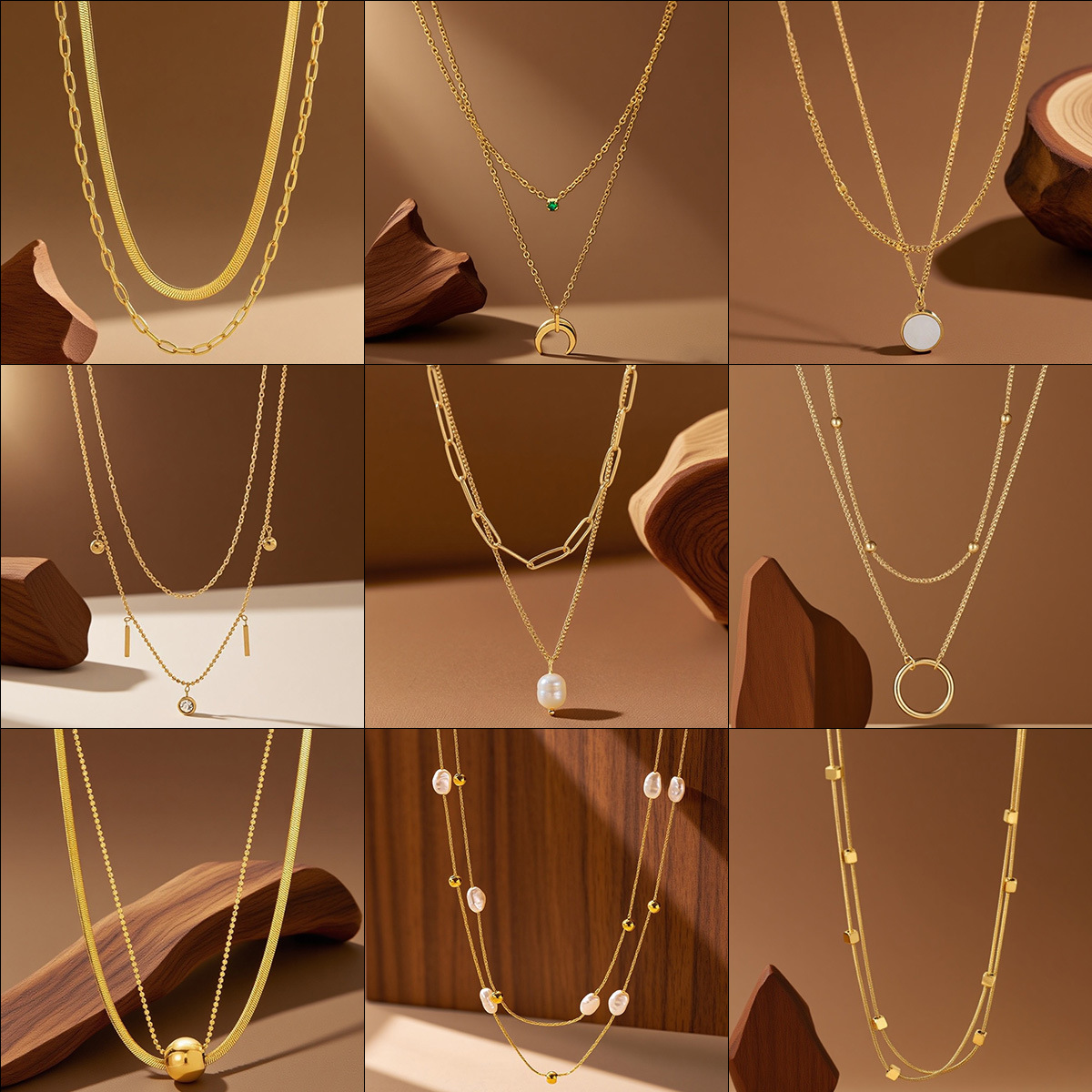 Cross-Border Titanium Steel Double-Layer Stacked Necklace for Women, Light Luxury, High-End, Non-Fading Clavicle Chain Manufacturer Wholesale Gift Necklace