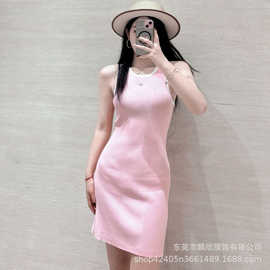 夏季香风高定针织连衣裙设计感修身短款背心包臀裙轻奢时尚女装