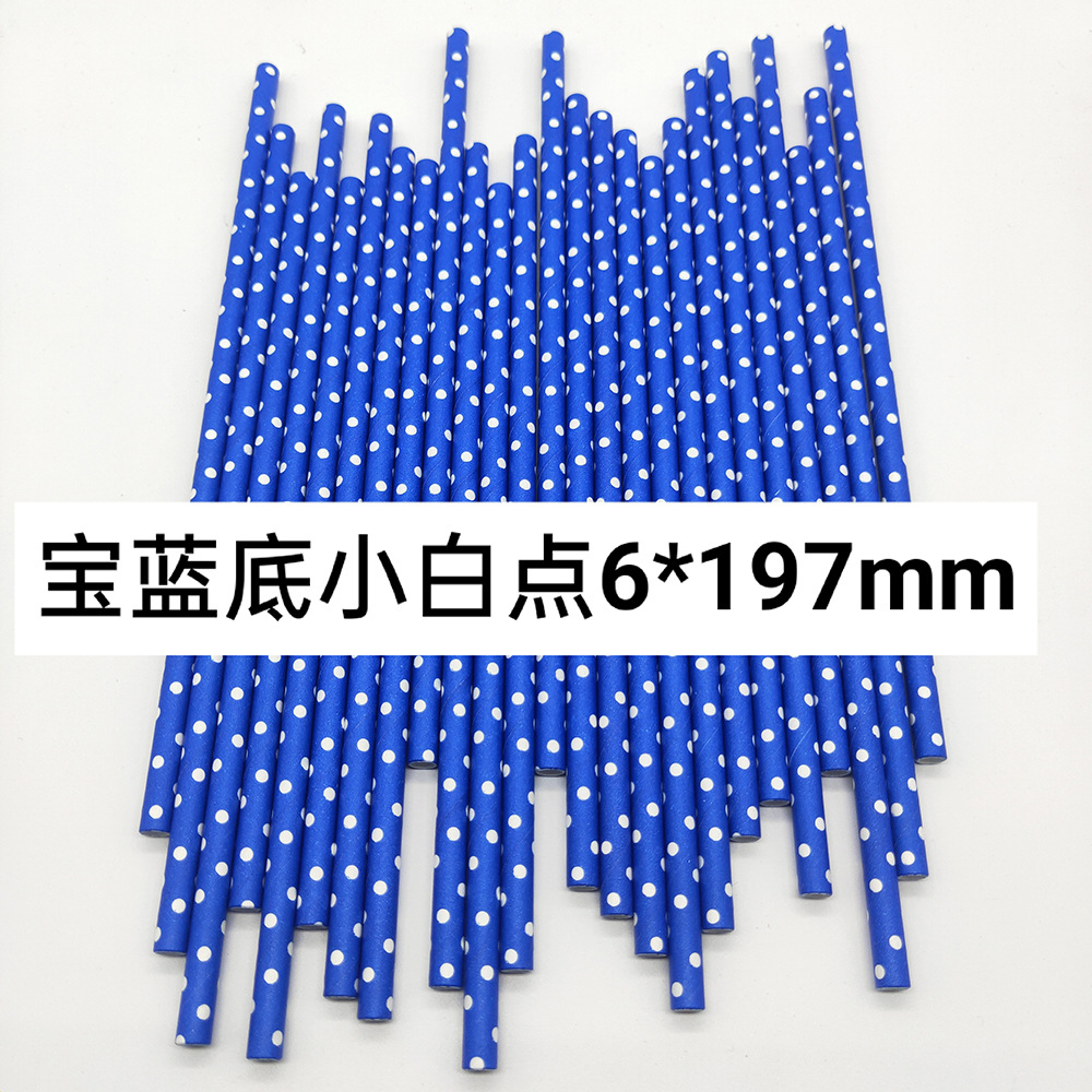 Combinación azul paja de papel desechable degradable papel Kraft bar fiesta postre pastel decoración tubo recto tubo para beber