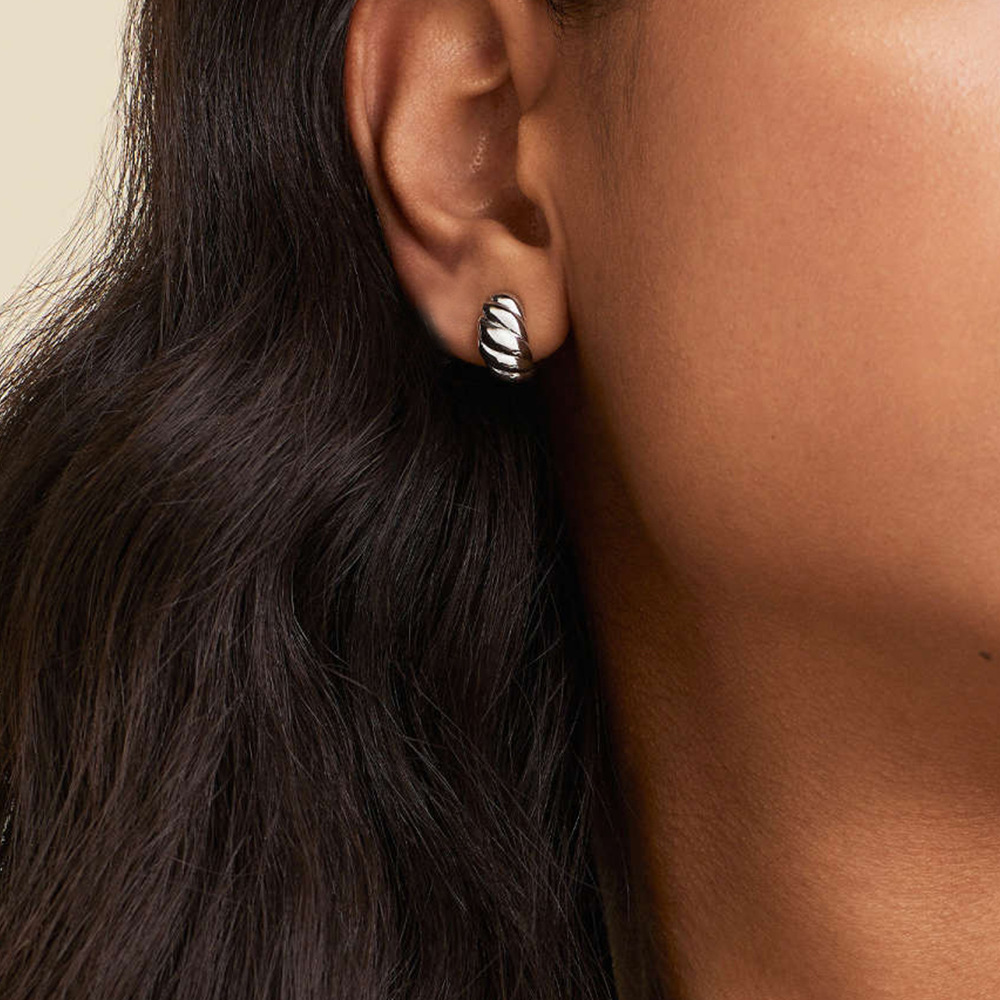 Twist Pattern 1 Pair Simple Style Twist Plating 304 Stainless Steel Stainless Steel Earrings