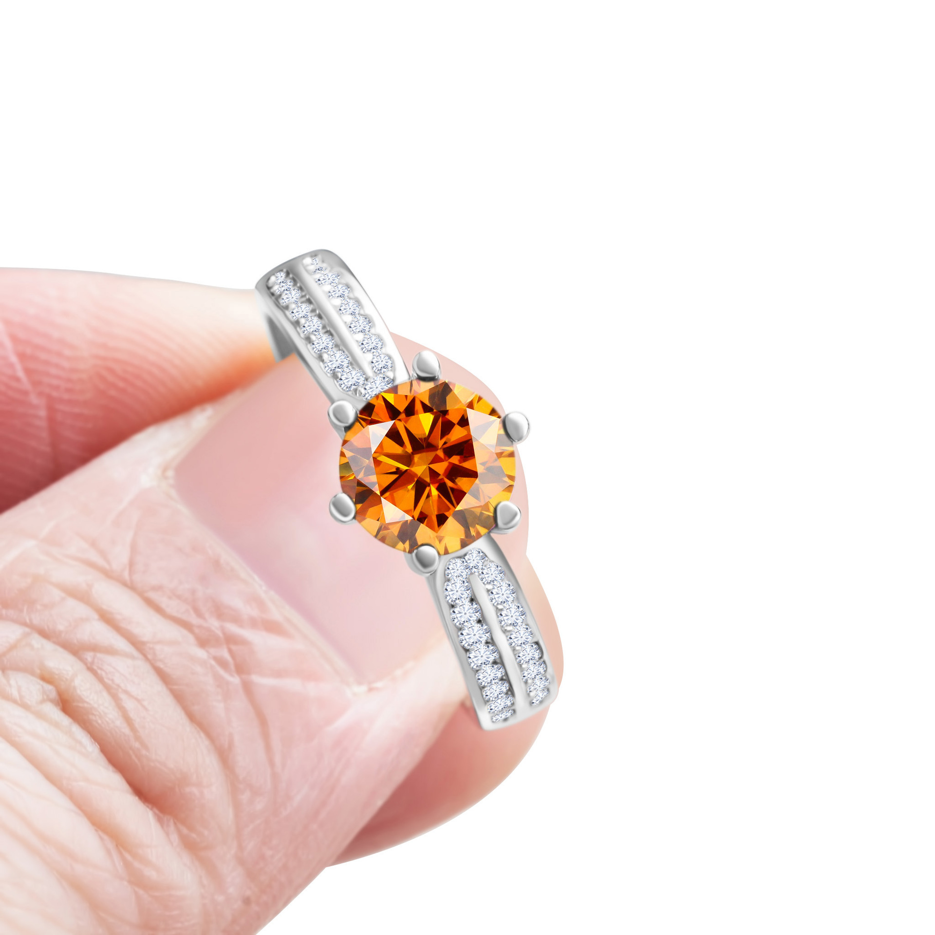 Anillo de piedra de moissan azul de matrimonio de plata esterlina de seis garras de diamante de moissan joyería de mujer joyería de la reina de las estrellas