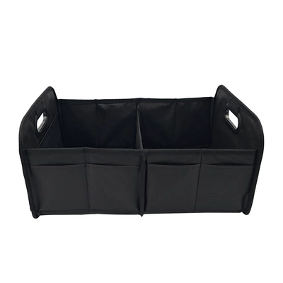 Car-Mounted Two-Compartment Folding Storage Box, Trunk Storage Box, Storage Box, In-Car Miscellaneous Item Organizer (Car storage bag/box) - black-fabric-pocket-473223