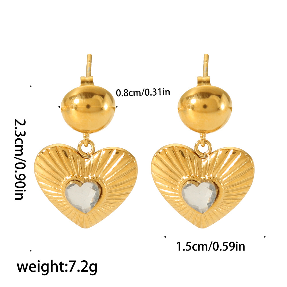 Europeo y americano elegante Internet celebridad de alta calidad pendientes 18K oro acero inoxidable con incrustaciones de circón piedra natural pendientes encantadores para las mujeres al por mayor