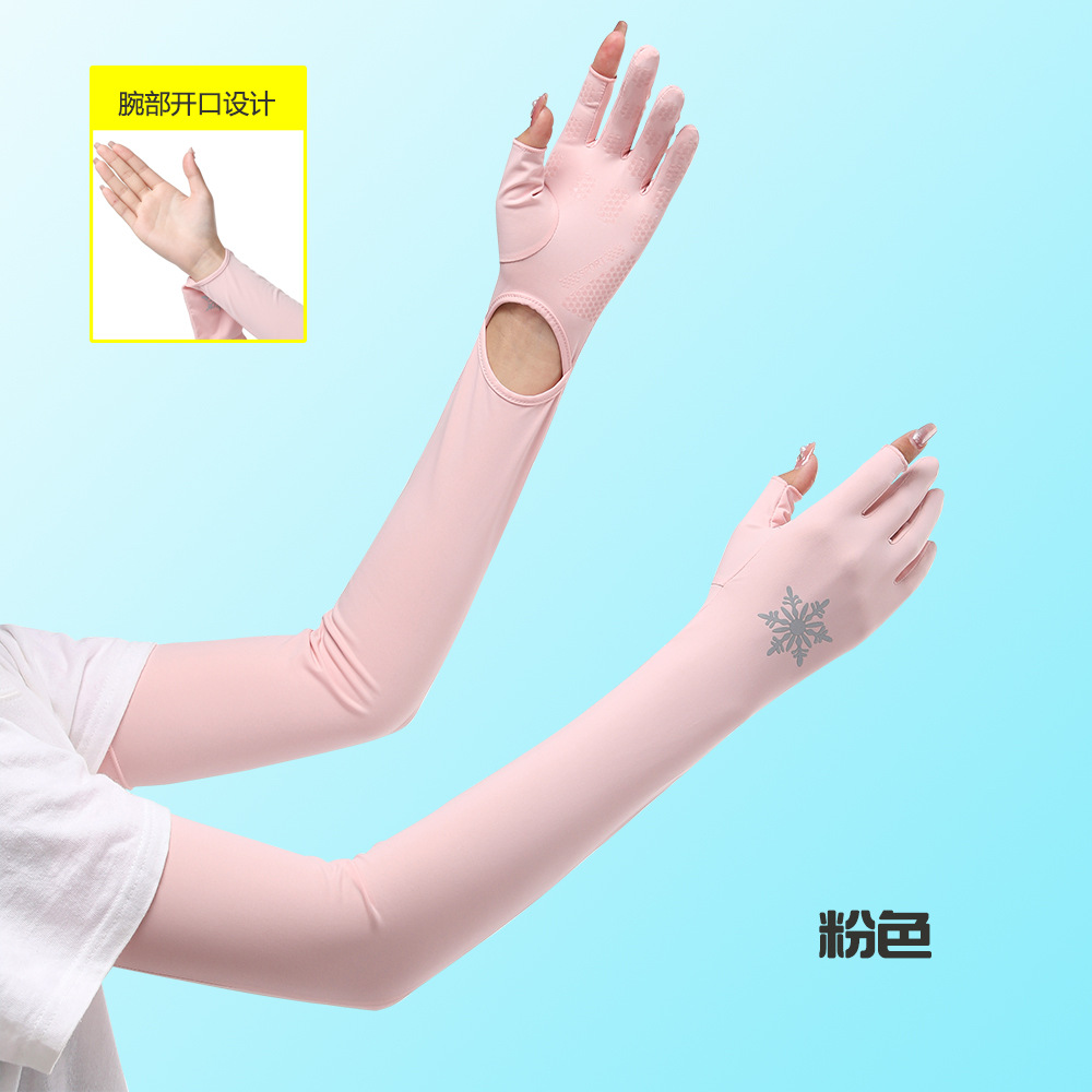 Protección solar manga de hielo verano de las mujeres protección uv brazo guardia conducción correr ciclismo al aire libre ligero transpirable dedo guantes de fuga