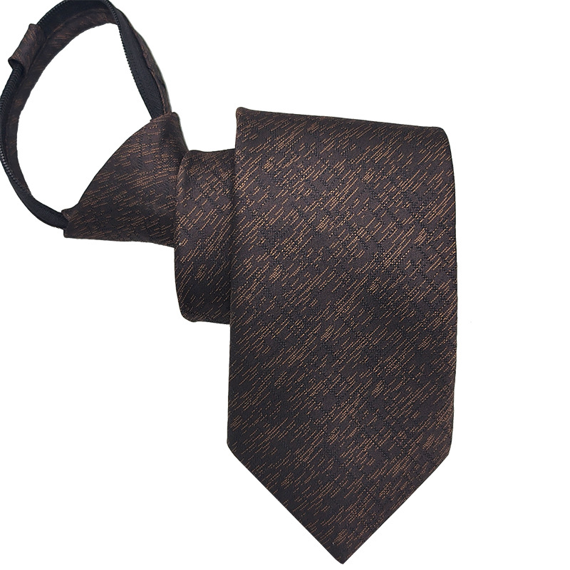 Corbata casual de negocios para hombres con cremallera 7.5cm jacquard hilo de poliéster lazo perezoso sin nudos corbata spot al por mayor