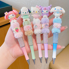 サンリオのぬいぐるみの水晶のフラッシュドリルの回転の中性のペンのかわいい女の子の数珠の筆の王女の漫画の少女のボールペン