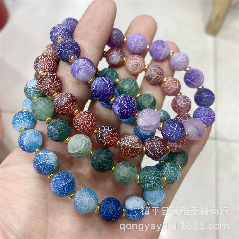生中継ソース血胆金蓮手串西瑪雪霊満血七彩単輪ブレスレット風化瑪瑙龍紋手串|undefined