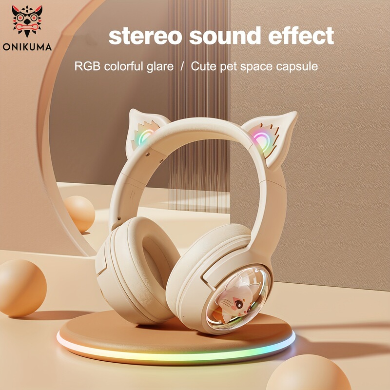 ONIKUMA limited-time discount B5 cat ear Bluetooth headset over-ear wireless luminous gaming headset