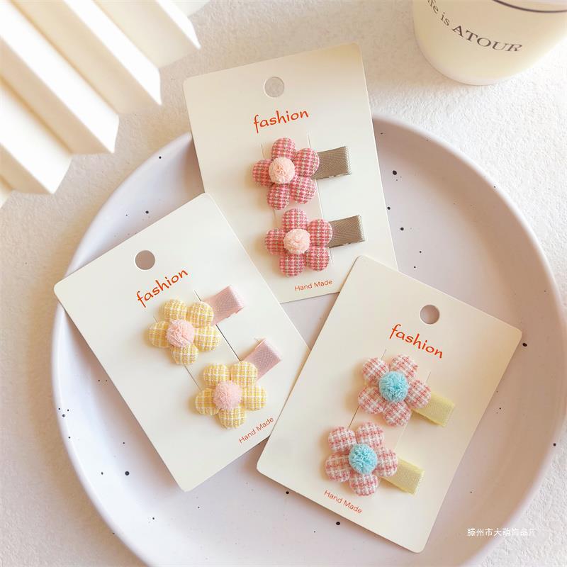 One-year-old girl cute bag cloth broken hairpin baby 3.5cm does not hurt hair bangs clip small flower pink hairpin