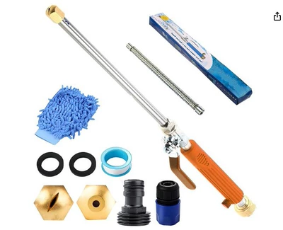 Car cleaning tools, Amazon garden water gun garden water - set-thirteen-water-gun-orange-2-nozzles-1-black-connector-2-gaskets-1-tape-1-blue-quick-connector-blue-gloves-extension-tube