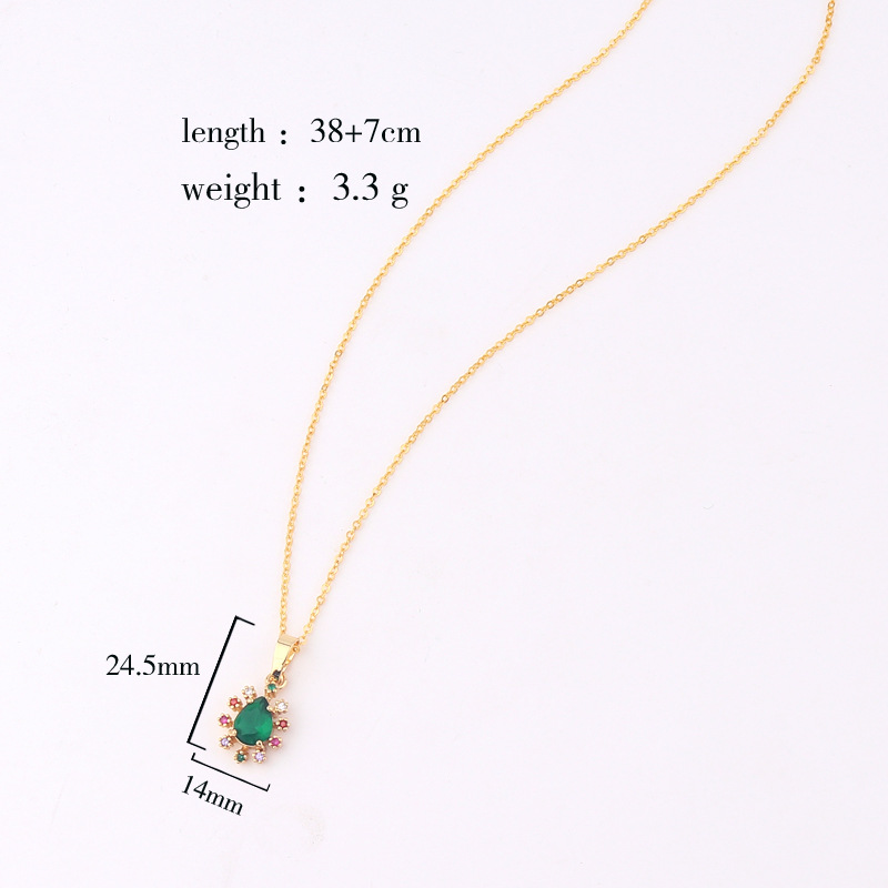 Fashion Heart Shape Copper Necklace Inlay Zircon Copper Necklaces