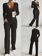 X 68242 Slim Fit Long Sleeve Top Pants Set ����������װ