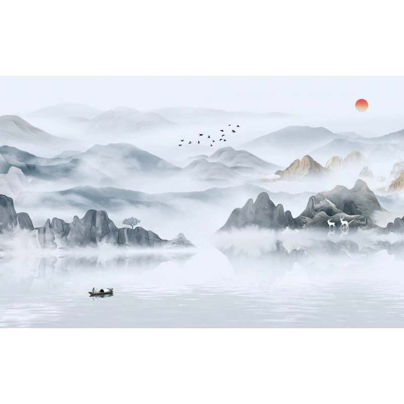 Новые китайские абстрактные художественные концепции ink landscape обои для гостиницы, гостиной, ТВ фоновая стена ткань, простая художественная роспись