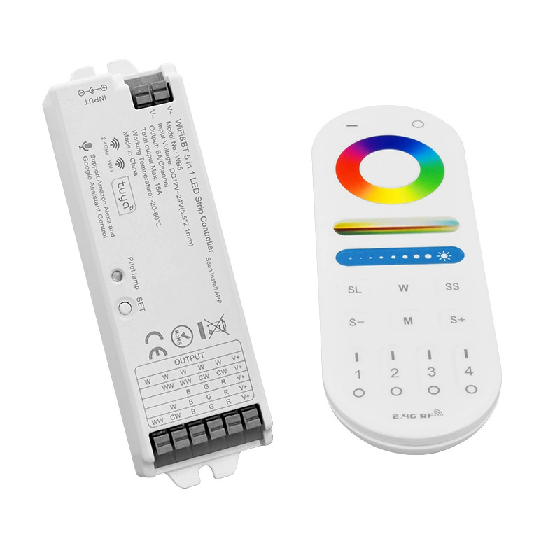 5-в-1 контроллер с эластичным клеммами RGB+CCT, Tuya контроллер