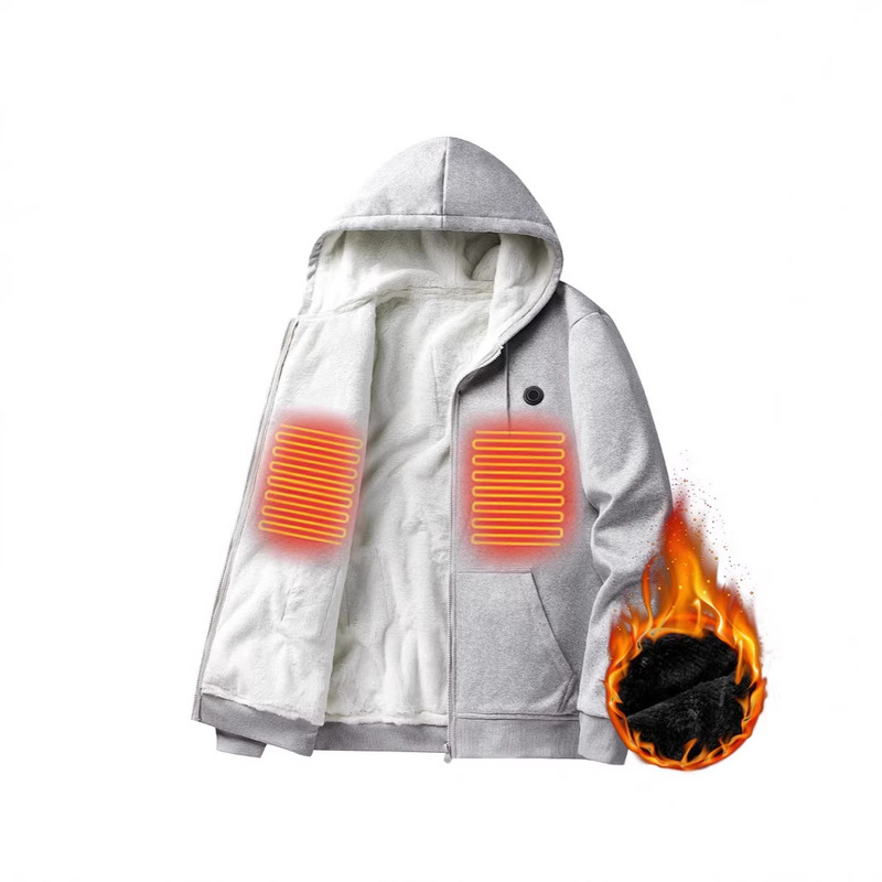 Cross-Border New Smart Heated Zipper Sweatshirt Casual Hooded Jacket USB Charging Heating Outdoor Cold-Resistant Warm Clothing