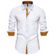 2024 cross-border foreign trade new men's color triangle collar long sleeve shirt European size fashion casual lapel shirt men