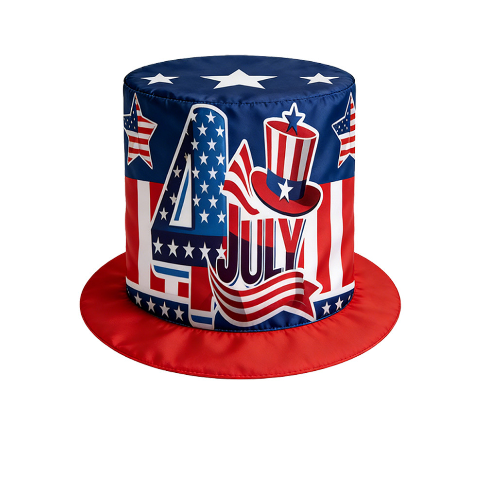 Nuevo sombrero transfronterizo del Día de la Independencia de los Estados Unidos Tío Sam sombrero festivo accesorios de decoración infantil bandera de los Estados Unidos sombrero alto