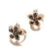 Tide, golden earrings, fashionable fresh zirconium, wish, European style, pink gold, flowered, wholesale