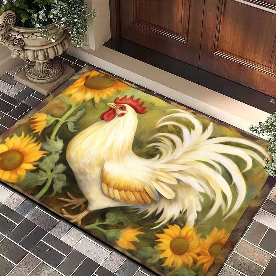 Mud de diatomeas Amazon emitió una alfombra de piso de gallo grande estadounidense transfronteriza, alfombrilla de entrada para puerta, alfombrilla de cocina resistente a las manchas