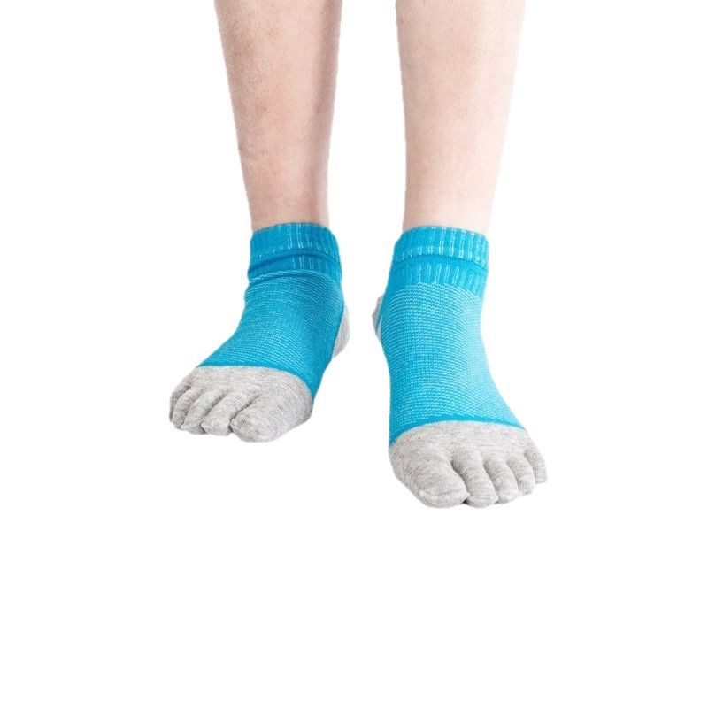 Calcetines de cinco dedos Algodón peinado de los hombres Cuatro estaciones Calcetines cortos gruesos medianos Malla transpirable calcetines en caja fábrica al por mayor calcetines de algodón