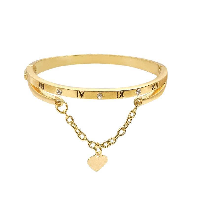 Estilo europeo y americano amor pulsera romana borla melocotón corazón temperamento estilo coreano pulsera digital TikTok moda joyería regalo