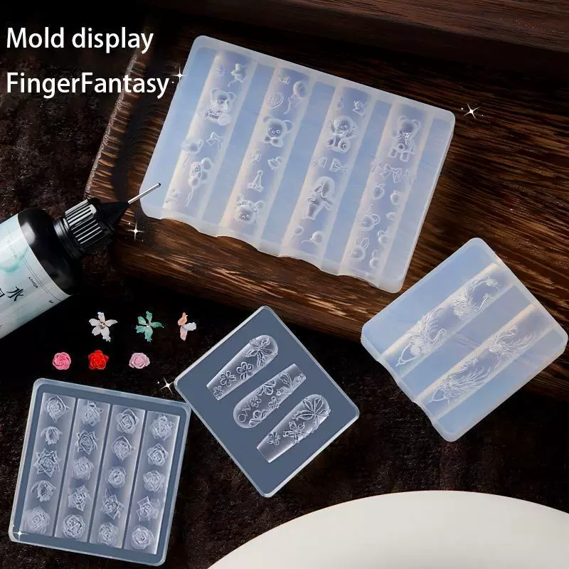 美甲硅胶模具蝴蝶结DIY美硅胶立体浮雕磨具Model装饰雕花美甲工具