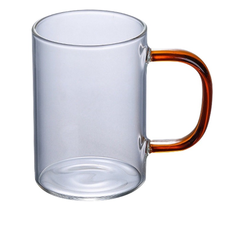 Fábrica al por mayor resistente al calor de vidrio recto de seis colores caja de regalo de color mango taza de té traje de oficina taza de café