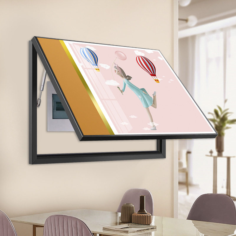 Caja de medidor eléctrico pintura decorativa moderna minimalista caja de puerta eléctrica que cubre la luz caja de distribución de lujo colgando pintura restaurante flip que cubre mural