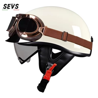 Japanese-style scoop helmet, Motosiklet kaskı (dəbilqə) - milky-white-tea-mirror-copper-tea-mirror-m