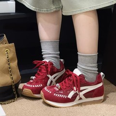【真皮】2025新款秋季复古德训鞋女百搭拼色板鞋运动休闲鞋阿甘鞋
