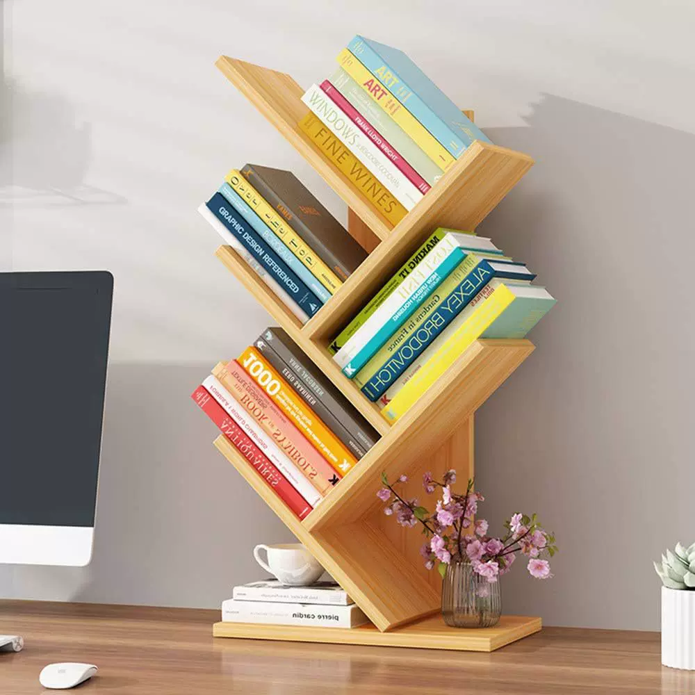 跨境书架桌上学生简易置物架简约落地组装桌面小书架书柜创意收纳