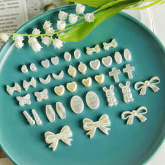 Cute rabbit bow love heart versatile acrylic straight hole beads loose beads DIY handmade earrings beading material