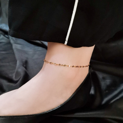 Anklet for women  new trendy 18k gold internet celebrity anklet titanium steel rose gold fairy ins simple non-fading thin