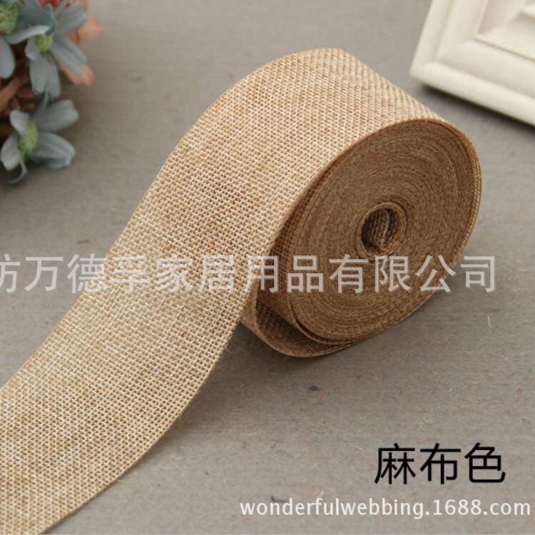 Linen Roll Linen Strip Jute Roll Strip Linen Ribbon Plant Fiber Linen Cutting Belt Table Runner Decorative Coarse Cloth Packaging