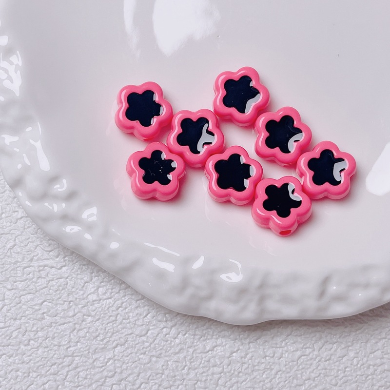 多巴胺亚克力烤漆滴油小花通孔散珠diy串珠材料手机链饰品配件|undefined