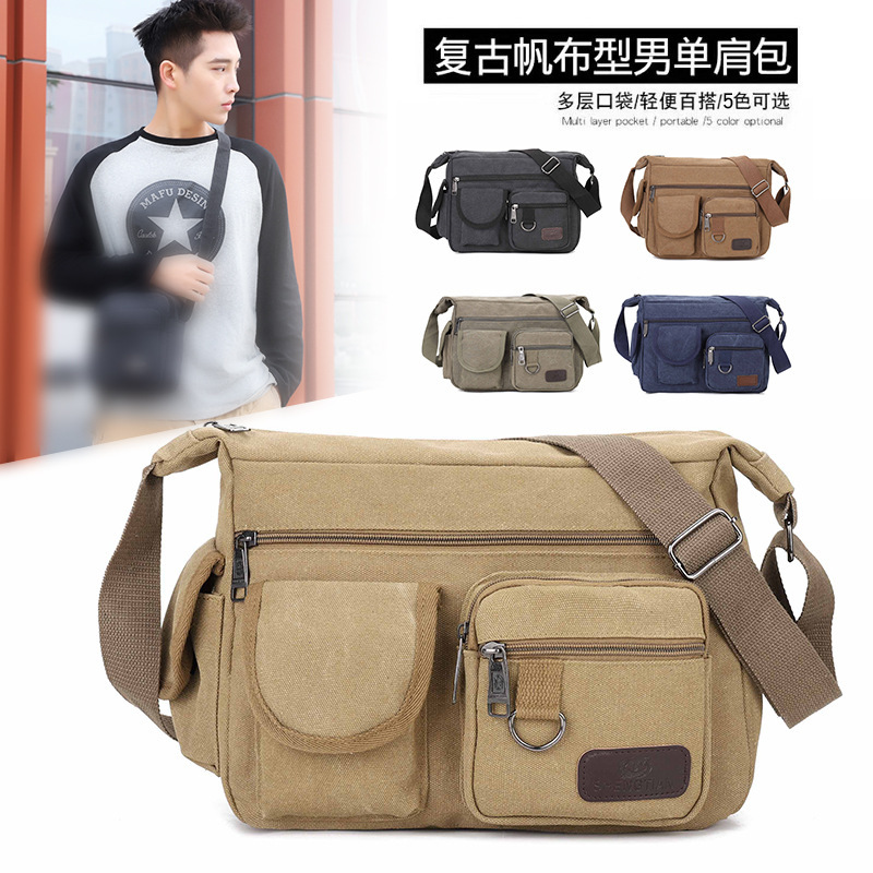Business Postman Canvas Bag Men's Satchel Casual Men's Bag Express Men's Bag Backpack Large Capacity Crossbody Shoulder Bag Business Postman Canvas Bag Men's Satchel Casual Men's Bag Express Men's Bag Backpack Large Capacity Crossbody Shoulder Bag