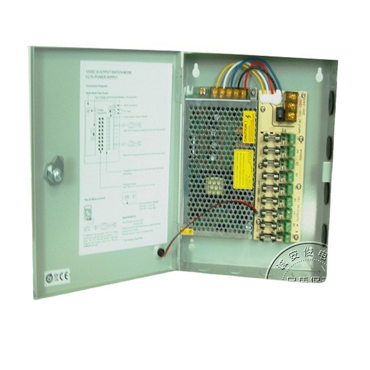 监控专用 12V10A9路 开关电源铁盒箱9路12V10A集中电源 LED电源