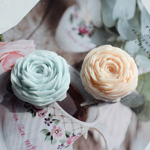 Buttercup and peony flower scented candle silicone mold diy fondant diffuser plaster drip decoration chocolate cake
