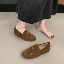 牛皮版~ 软底复古休闲百搭平底乐福鞋一脚蹬懒人鞋通勤单鞋豆豆鞋