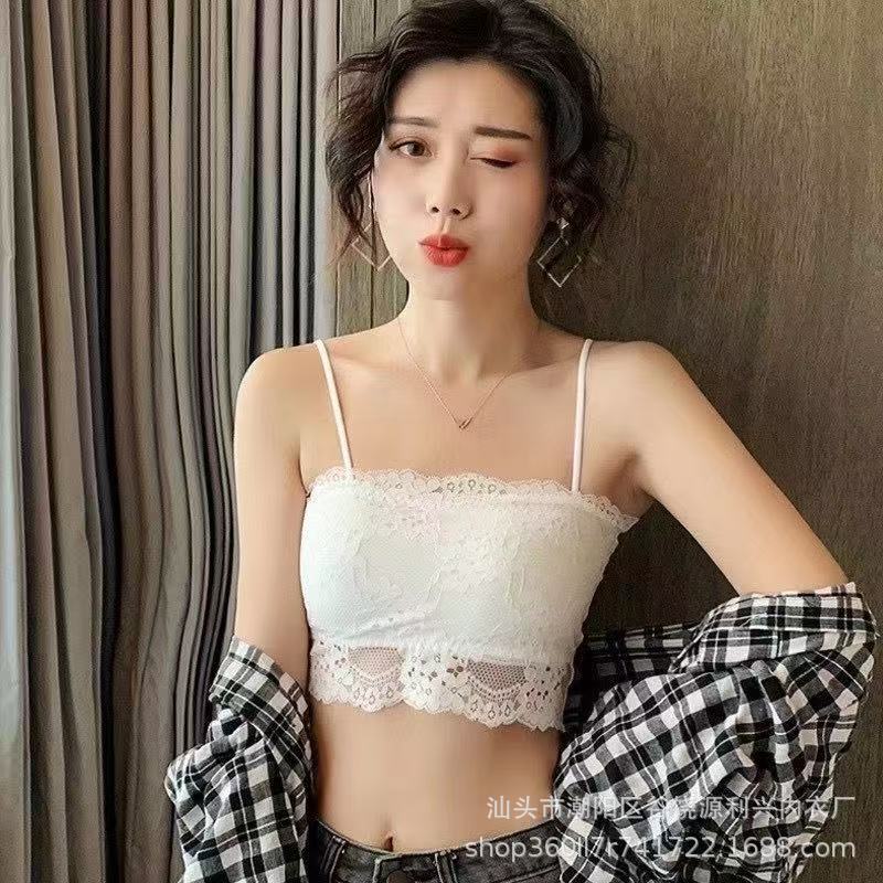 Lace Tube Top Small Chest Push-up with Chest Pad No Steel Ring Sexy Student Girl Underwear Women's Base Sling Small Vest