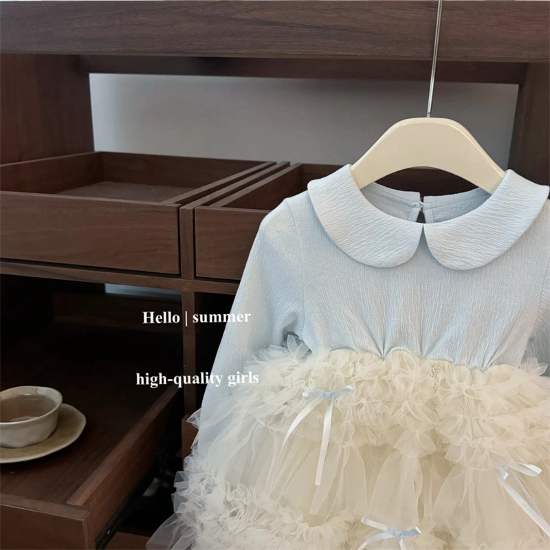 Niña princesa primavera y otoño mangas largas nuevos vestidos bebés niños 2025 vestidos de estilo fragante pastel vestido de moda