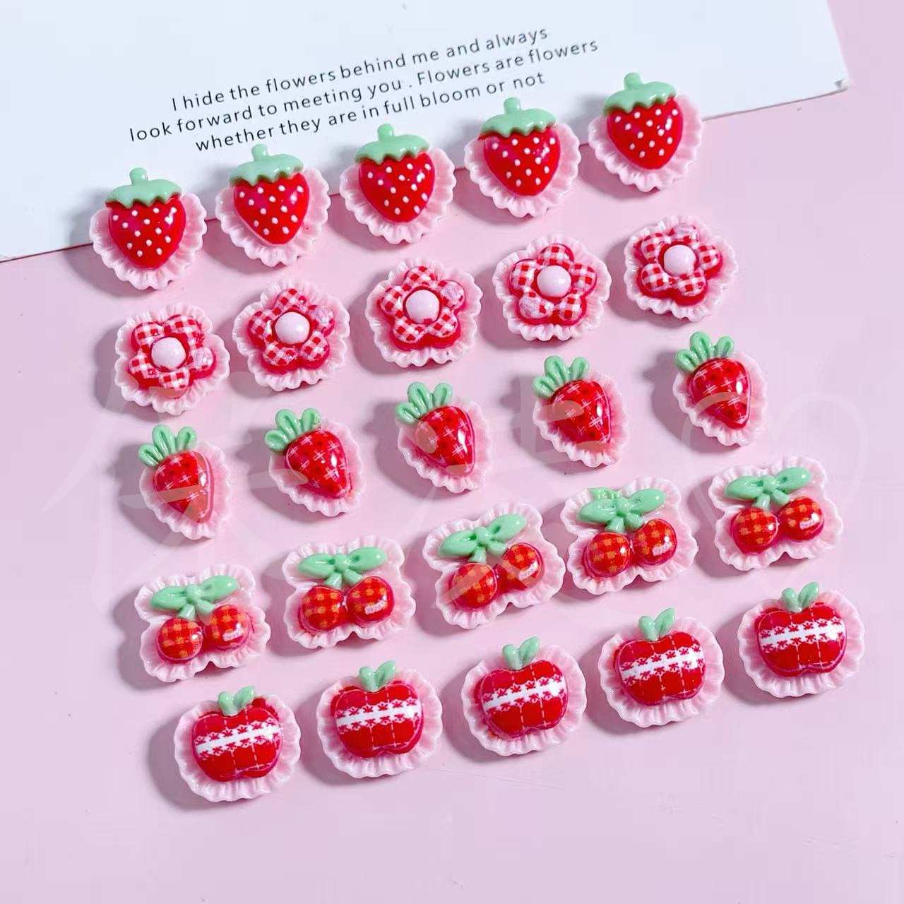 Mini Red Plaid Fruit Food Toy Resin Accessories Creative Handmade DIY Cream Glue Jewelry Materials Wholesale