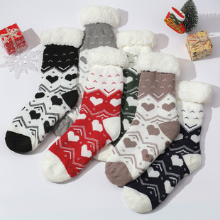 Christmas socks snow socks fleece-lined lambswool floor socks home sleep socks carpet socks wholesale