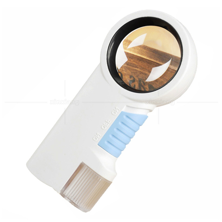 LED灯塑胶放大镜8倍手持式老人阅读看书古玩书画鉴赏手电照明功能