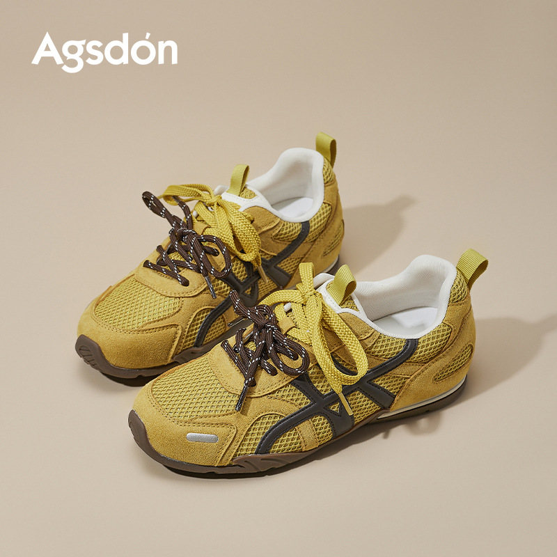 Augustion Yellow Alemania Training Shoes Mujer Verano 2025 Nuevo Ballet de malla Zapatillas deportivas de ocio de carreras de suela fina