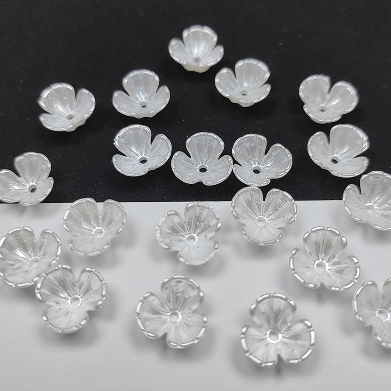 亞克力珍珠色三瓣小花朵花托11mmDIY手工古風髮簪頭飾材料配件