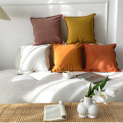 Nordic ins light luxury solid color edged pillow living room office sofa pillow bedroom bedside cushion pillow case