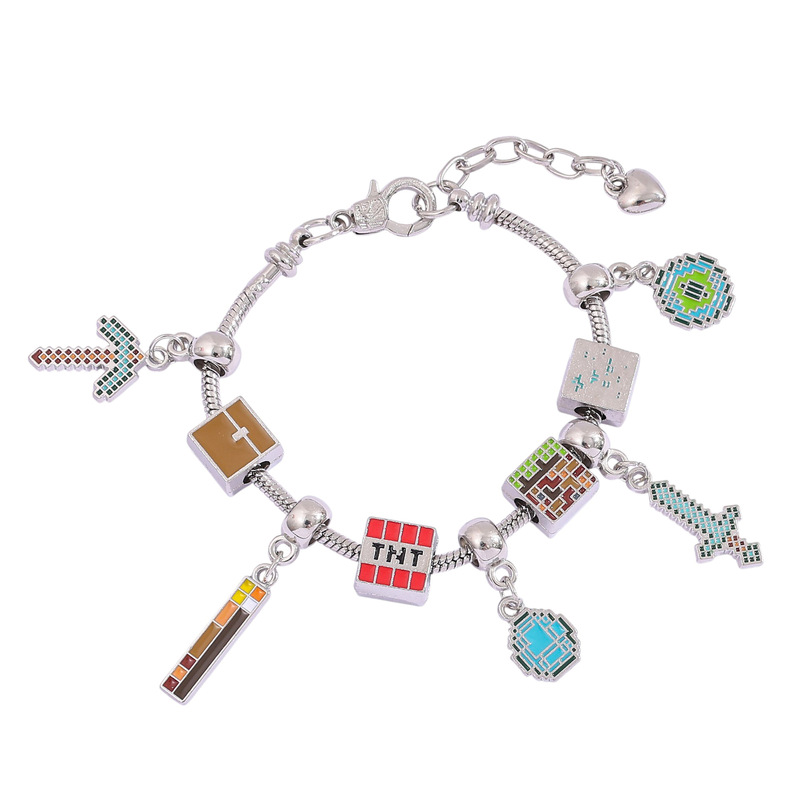 Amazon Cross-Border Gaming Merchandise Minecraft Themed Pendant Beaded Bracelet Jewelry Wholesale