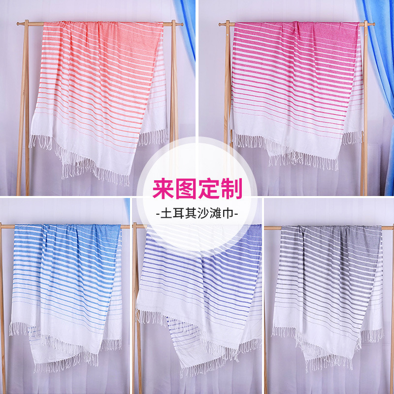 Gradient Tassel Bath Towel Cross-border Hand-woven Tassel Decorative Thickened Absorbent Adult Couple Travel Beach Towel
